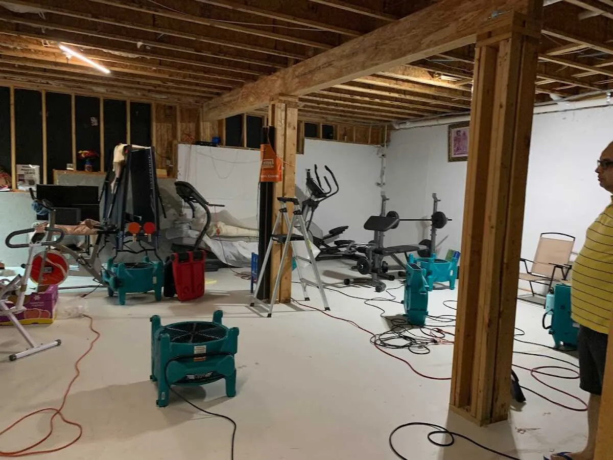 Basement drying equipment setup for Structural Drying in Anaconda-Deer Lodge County